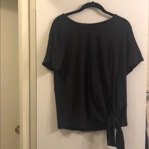 Theory Navy Blue Short Sleeve Front Tie Shirt